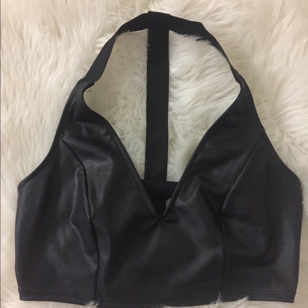 Pleather strapping crop top size medium